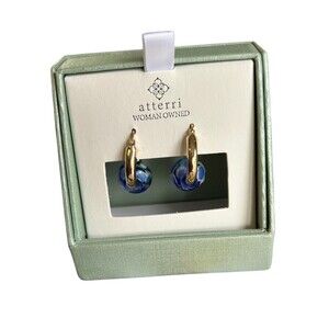 atterri WOMAN OWNED drop earrings natural turquoise stone 4” NWT lead save